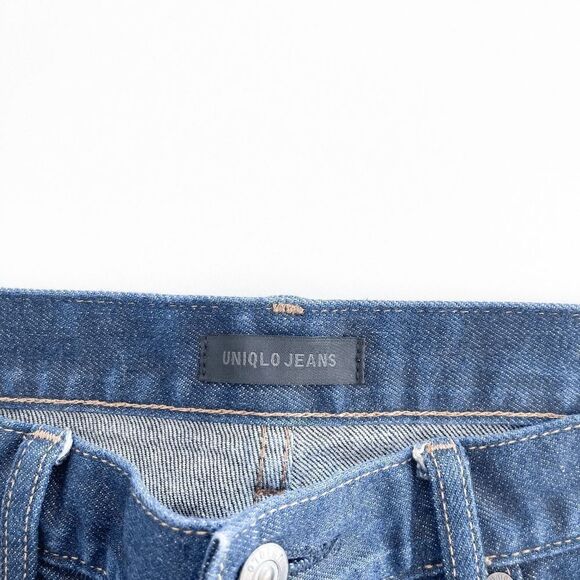 Uniqlo Mens Denim Jeans Selvedge Straight Leg Mid Rise Blue Wash Waist 33 HEMMED - Picture 4 of 11